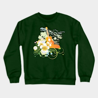 Tropical background with guitar Crewneck Sweatshirt